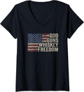Womens God Guns Whiskey Freedom Christian Pro Gun Vintage Usa Flag V