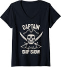 Womens Captain Of Ship Show Funny Pirate Skull