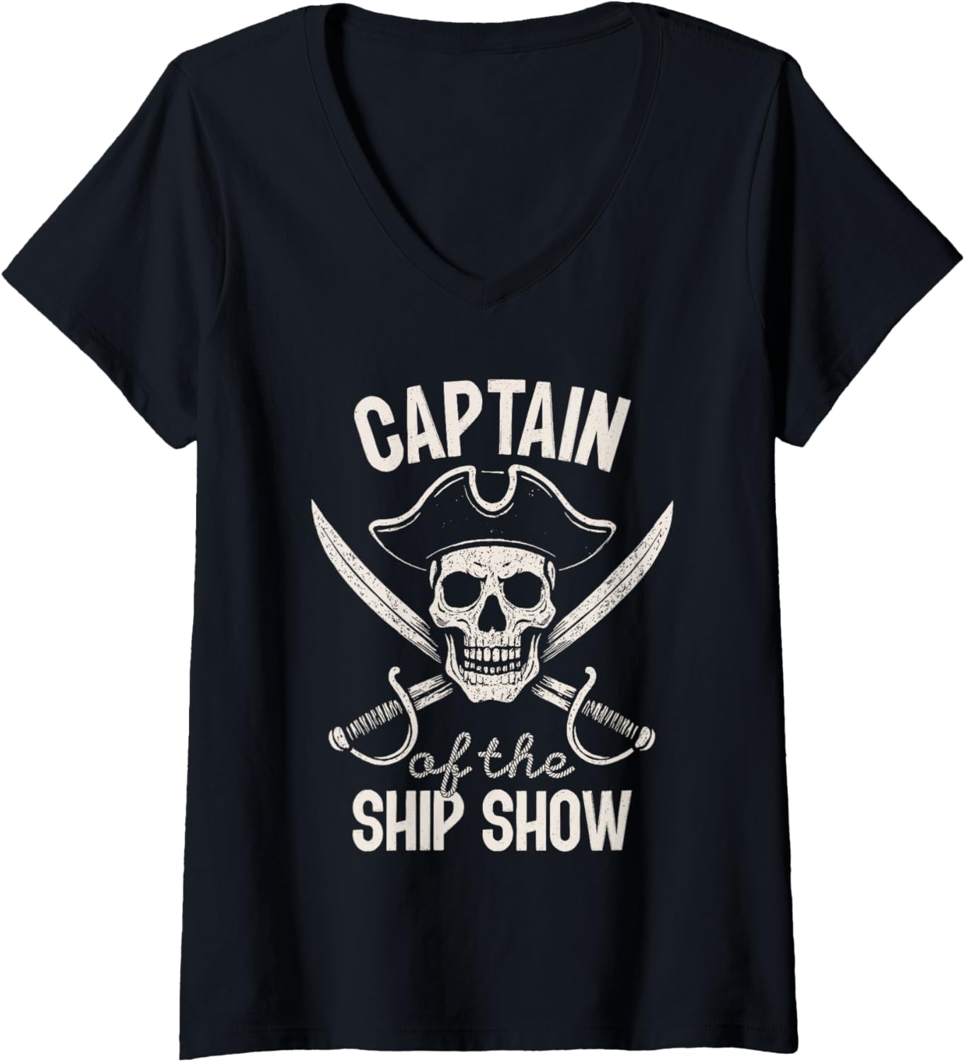 Womens Captain Of Ship Show Funny Pirate Skull