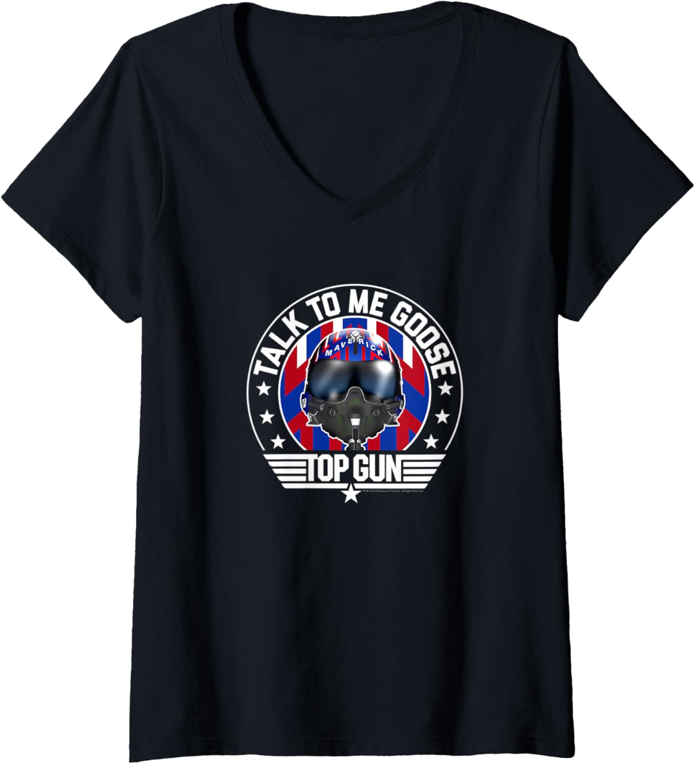 Womens Top Gun Talk To Me Goose Maverick Helmet V Neck