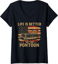 Womens Funny Pontoon Captain Patriotic Usa Flag Summer