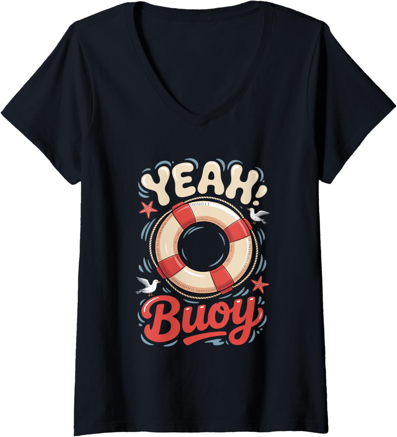 Womens Yeah Buoy Sailing Boat Captain V Neck