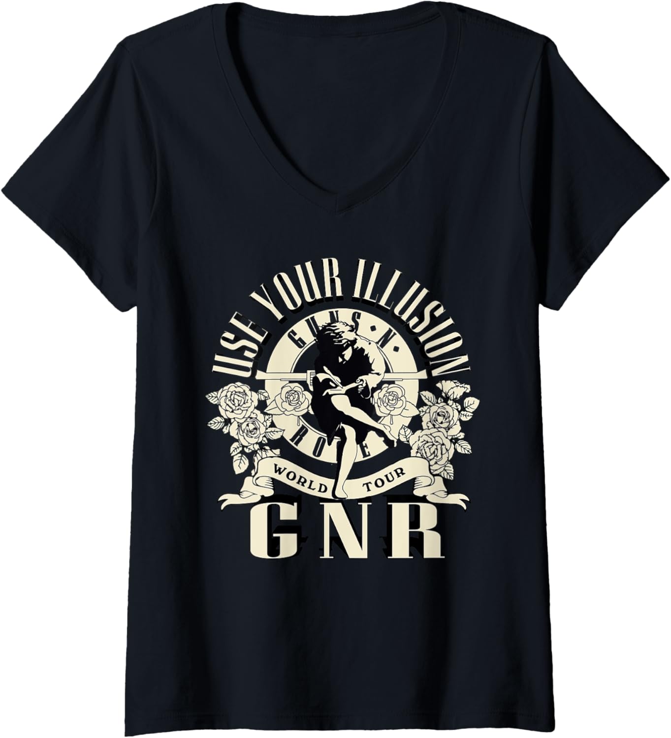 Womens Official Guns N Roses Illusion World Tour V Neck