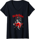 Womens Harley Quinn Spring Gun V Neck