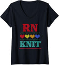 Womens Nurses Hobby Knitting Crafts, Stitch & Yarn RN Love to Knit V-Neck