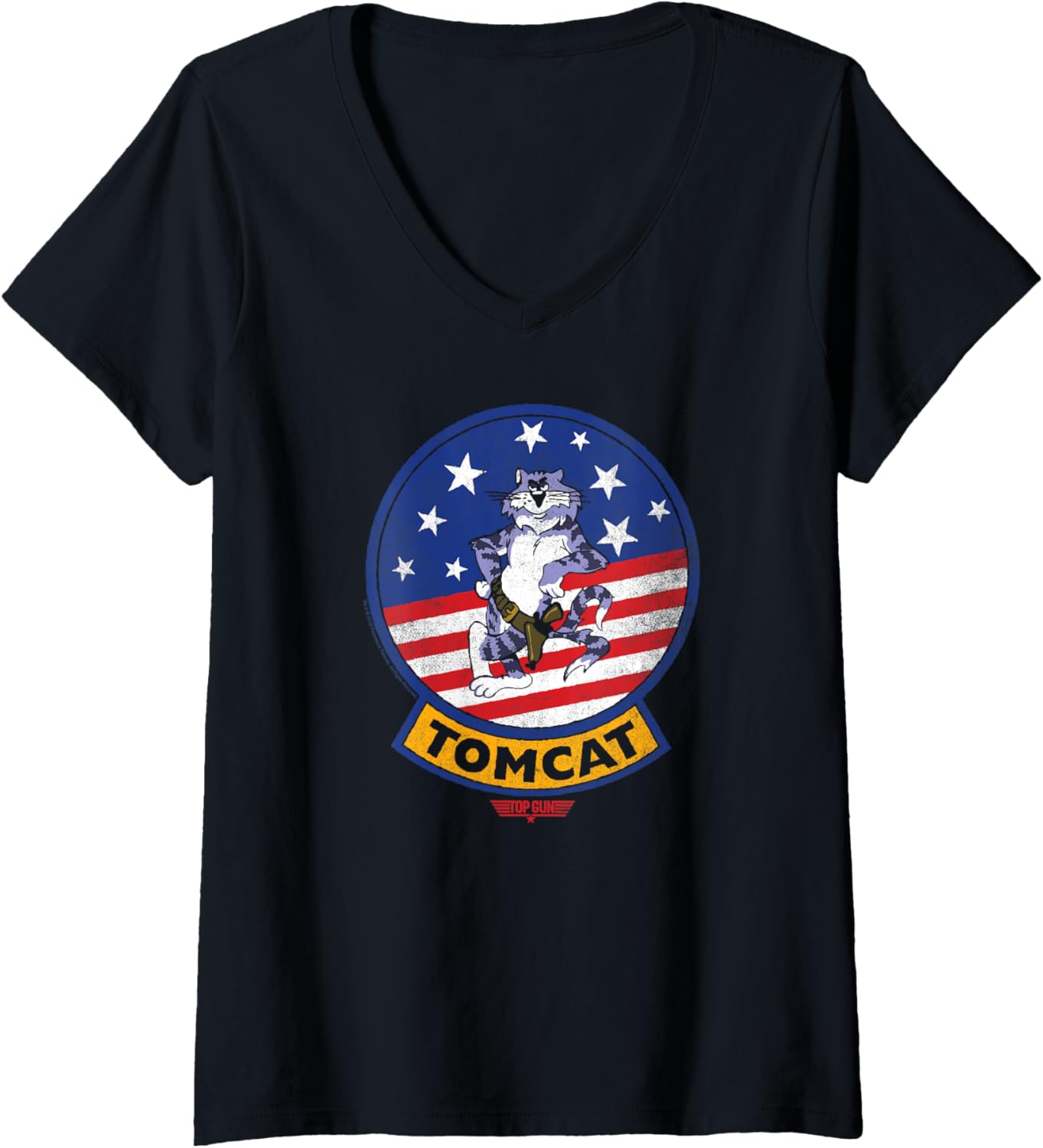 Womens Top Gun Tomcat Sigil V Neck