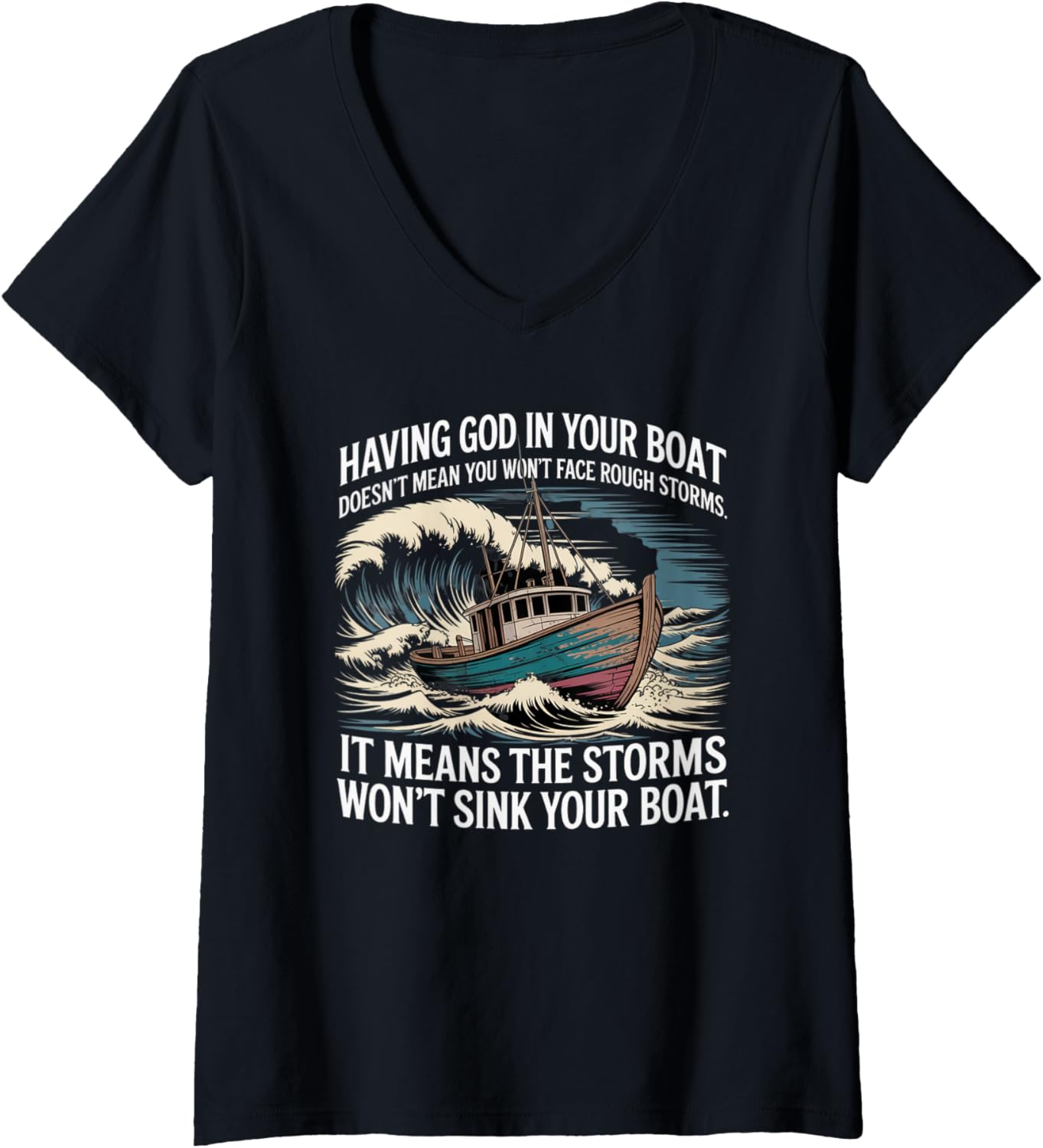 Womens Fife Life Christian Religious Rough Waters Jesus