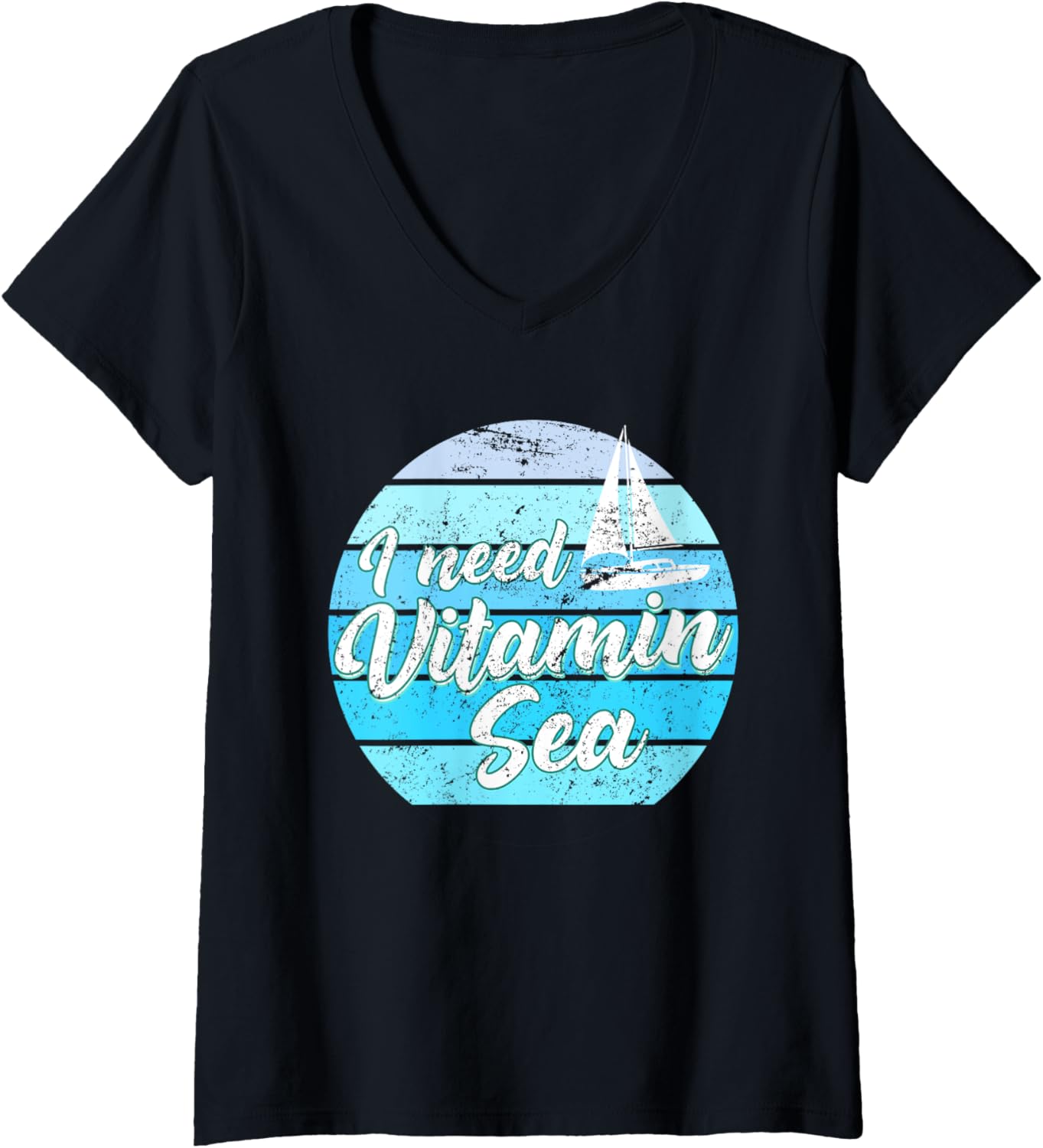 Womens Sailor Saying Vitamin Sea Sailboat V