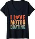 Womens I Love Heart Motorboating Funny Boater Boating
