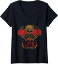 Womens Guns N Roses Official Euro Skull V Neck