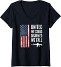 Womens United We Stand Disarmed We Fall Usa Flag Pro Gun Rights
