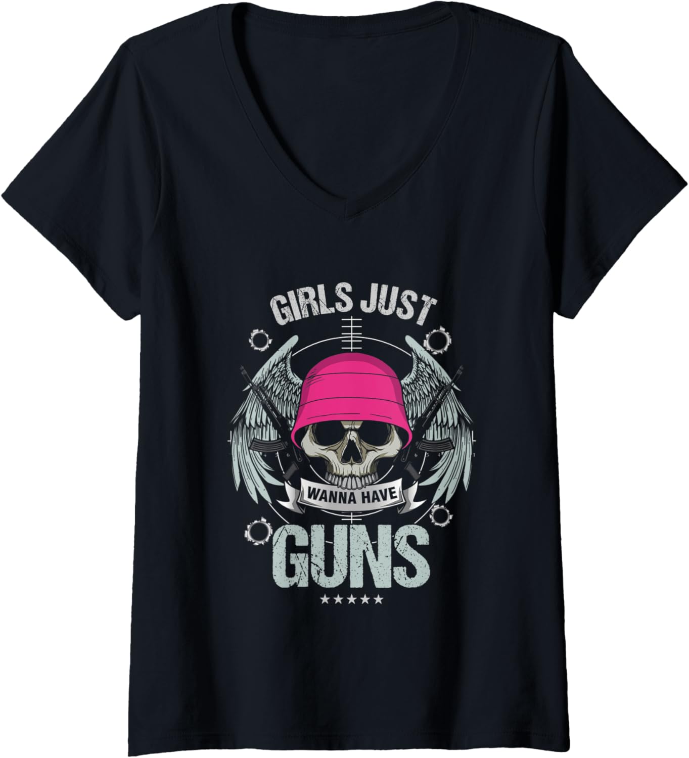 Womens Gun Lover Girls Gunslinger Women Just Wanna Have Guns V Neck