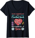 Womens Funny Crocheting Crochet Hook and Yarn Lovers V-Neck