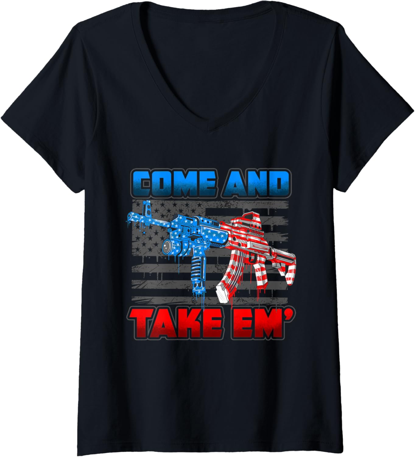 Womens 2Nd Amendment Come Take Em Trump Gun V Neck