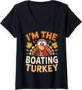 Womens Thanksgiving Matching I M Boating Turkey V