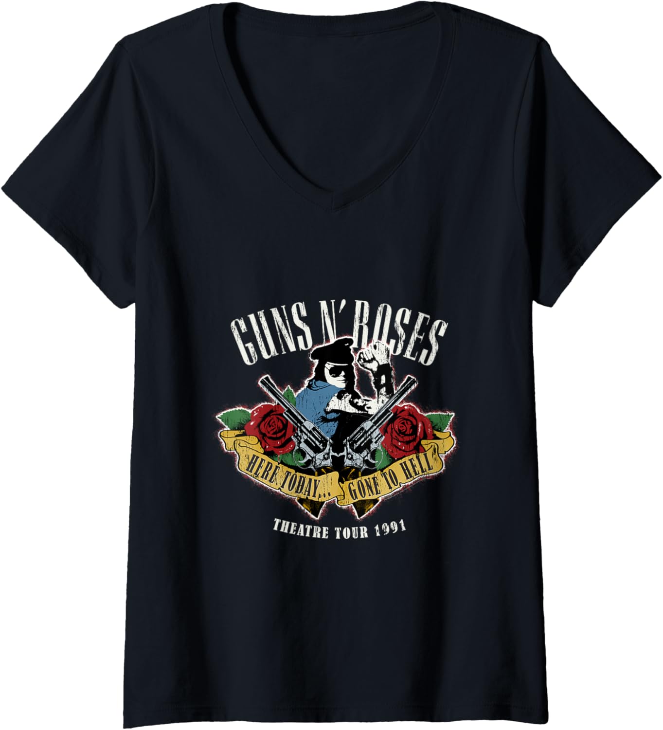 Womens Guns N Roses Official Here Today Gone To Hell V Neck