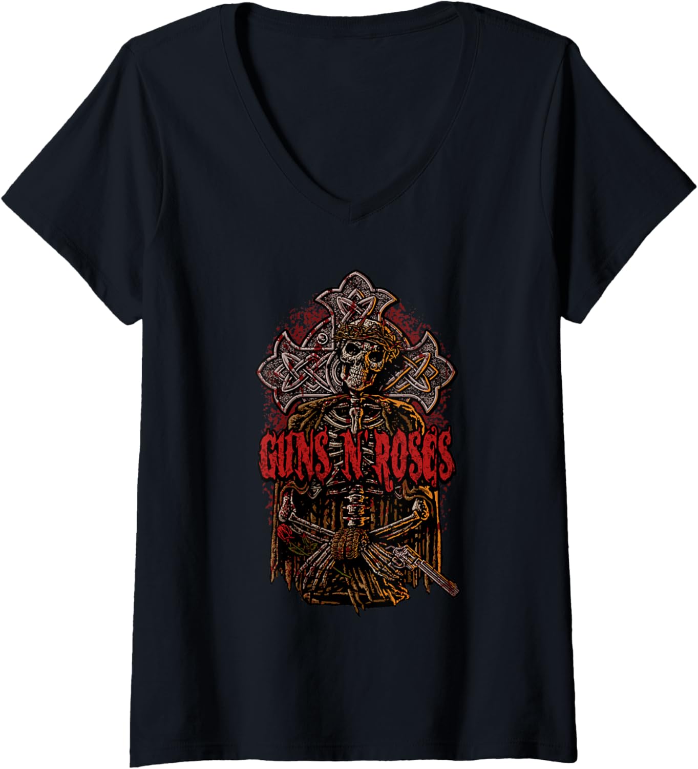 Womens Guns N Roses Official Skeletous V Neck
