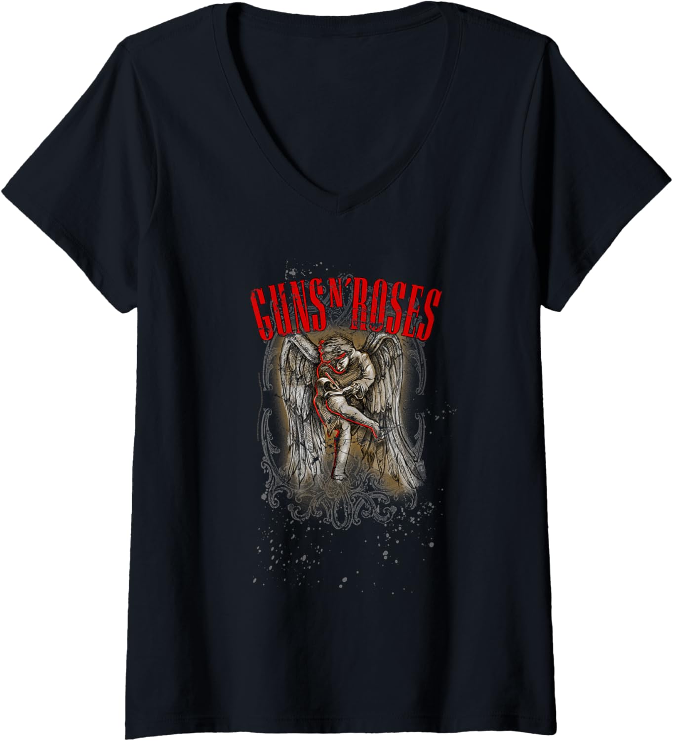 Womens Guns N Roses Official Sketched Cherub V Neck
