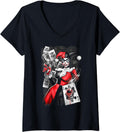 Womens Harley Quinn Smoking Gun V Neck
