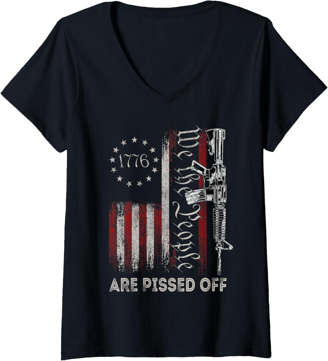 Womens We People Are Pissed Off Vintage Us America Flag Guns V