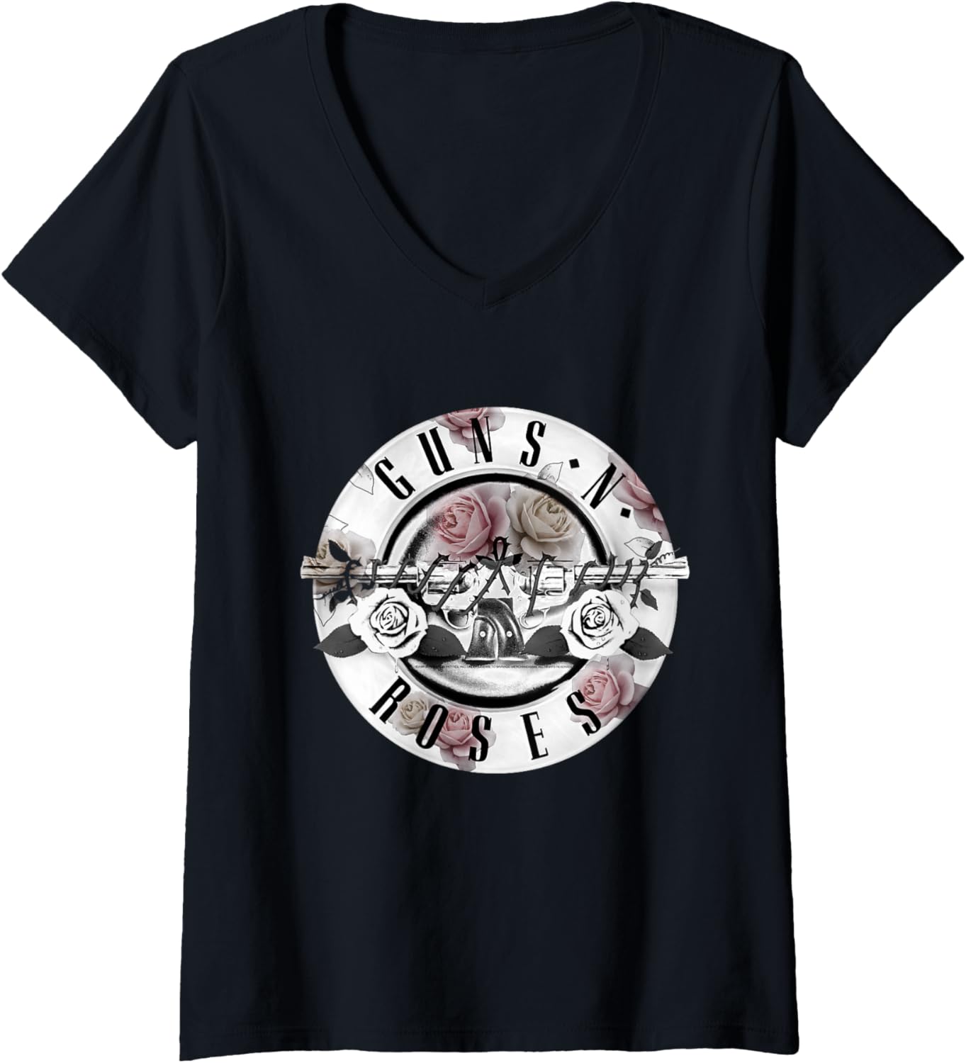 Womens Guns N Roses Official Mens Floral Fill Bullet V Neck