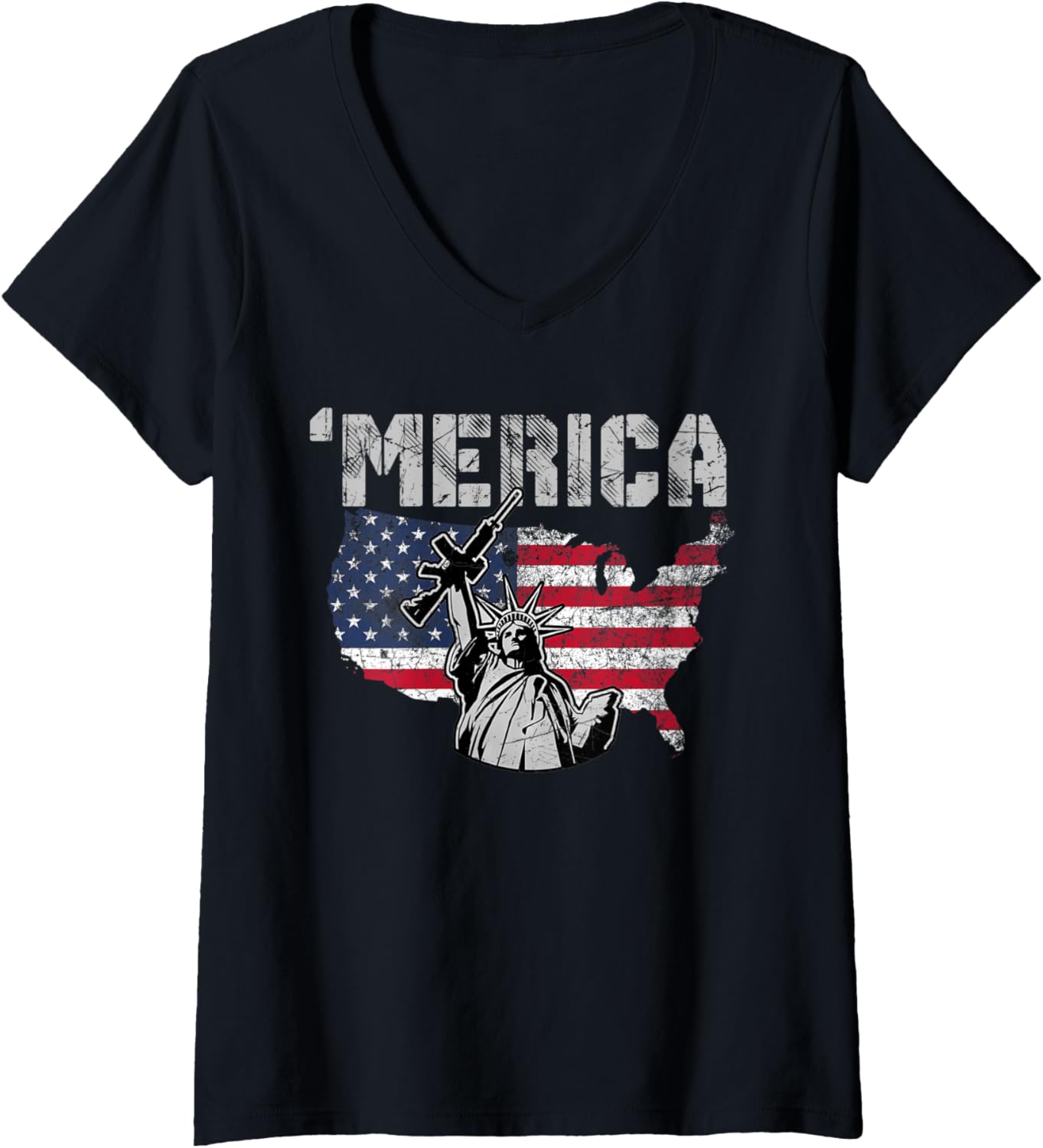 Womens Statue Of Liberty Holding A Gun Merica Red White Blue V