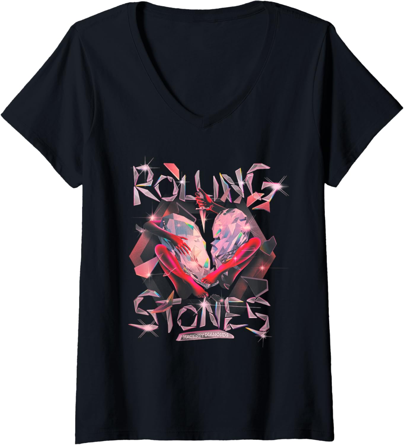 Womens Official Rolling Stones Exclusive Hackney Diamonds V Neck