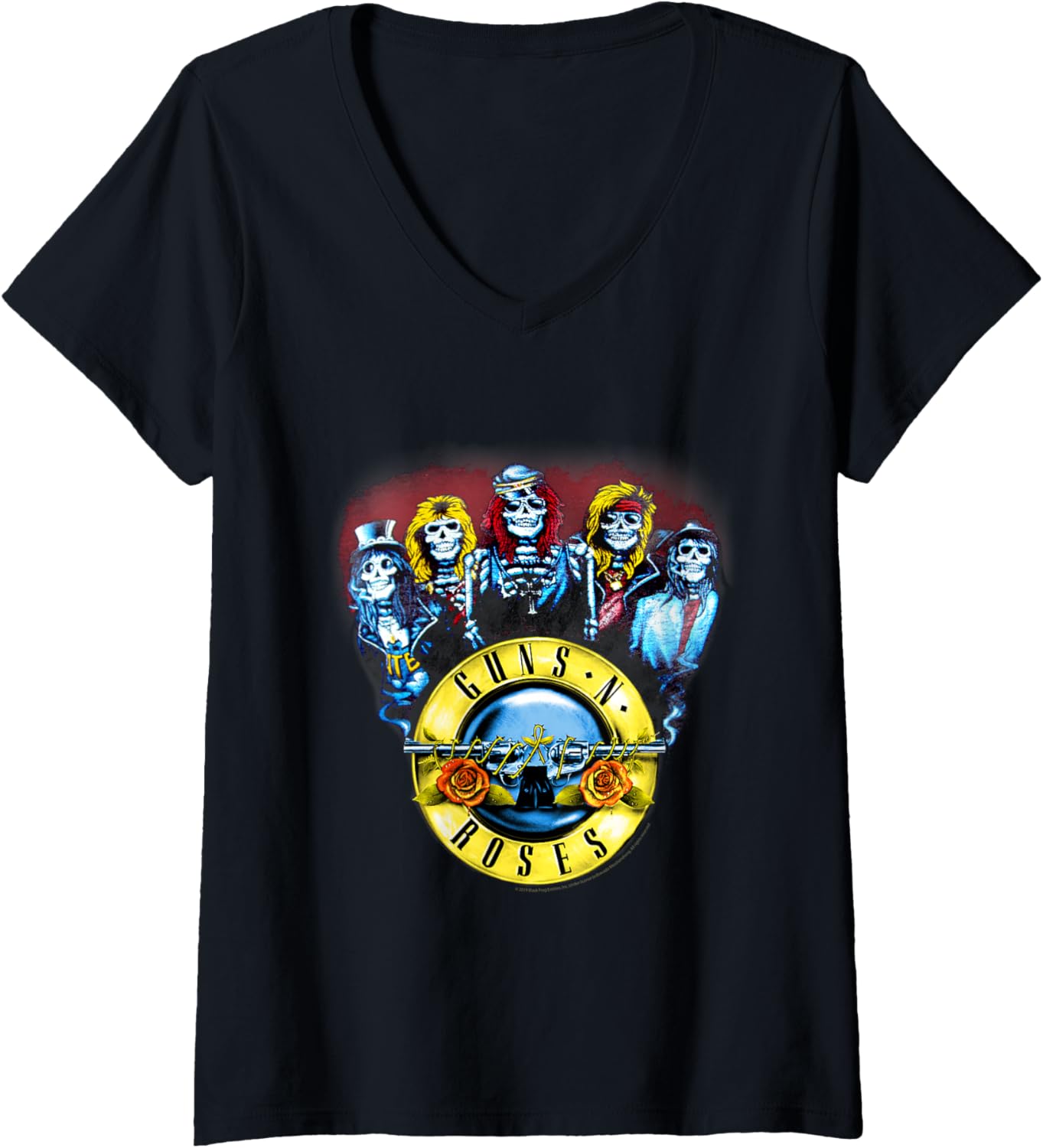Womens Guns N Roses Official Skeletons Bullets V Neck