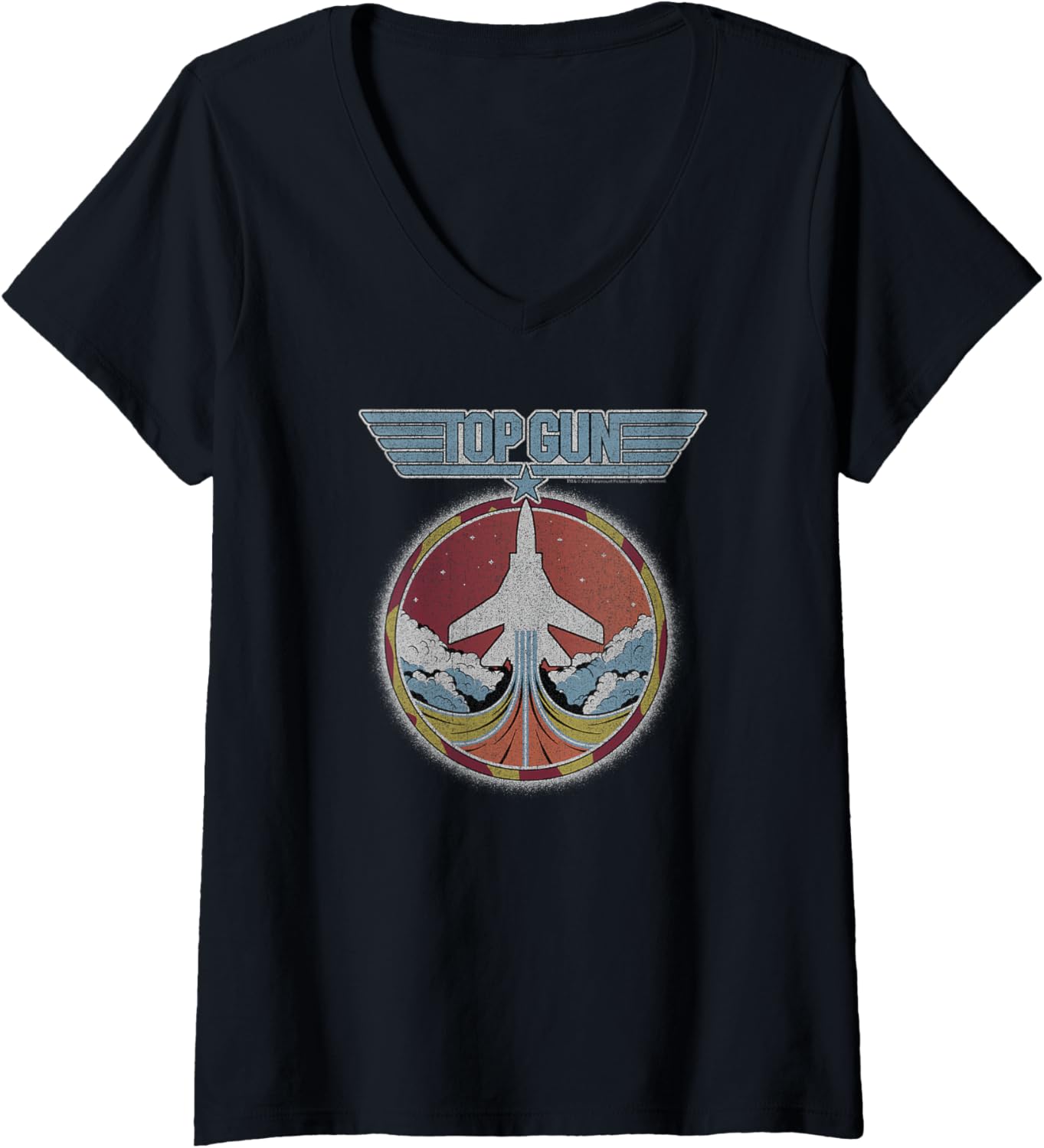Top Gun Jet Patch Logo V Neck