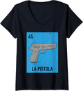 Womens 45 La Pistola Gun V Neck
