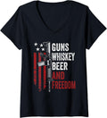 Womens Guns Whisky Beer Freedom Funny Drinking Ar15 Gun V Neck