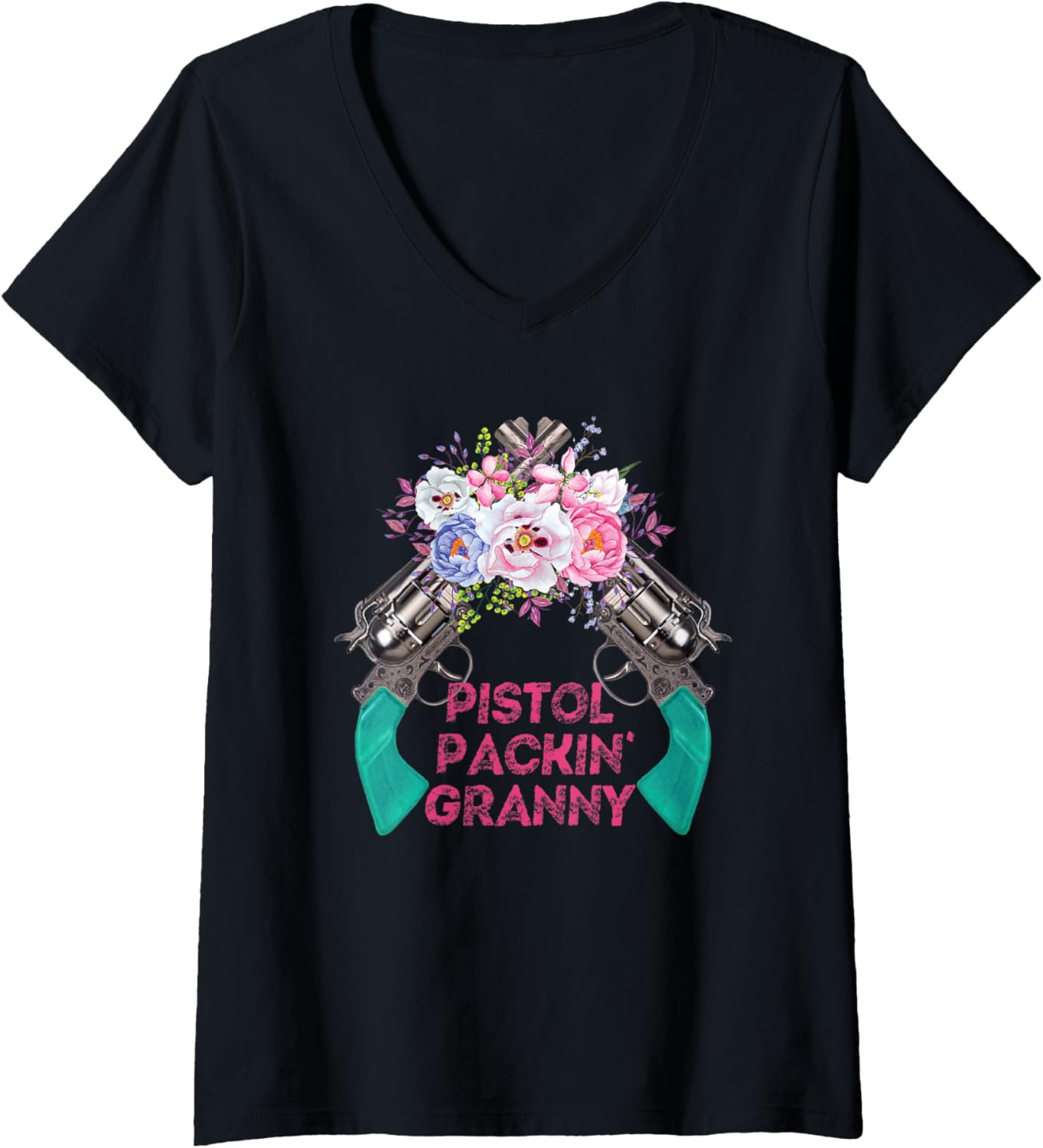 Womens Pistol Packin Granny Grandma Gun Rights 2Nd Amendment V Neck