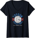 Womens Top Gun Retro Volleyball Elite Serving Squad Action Movie V Neck