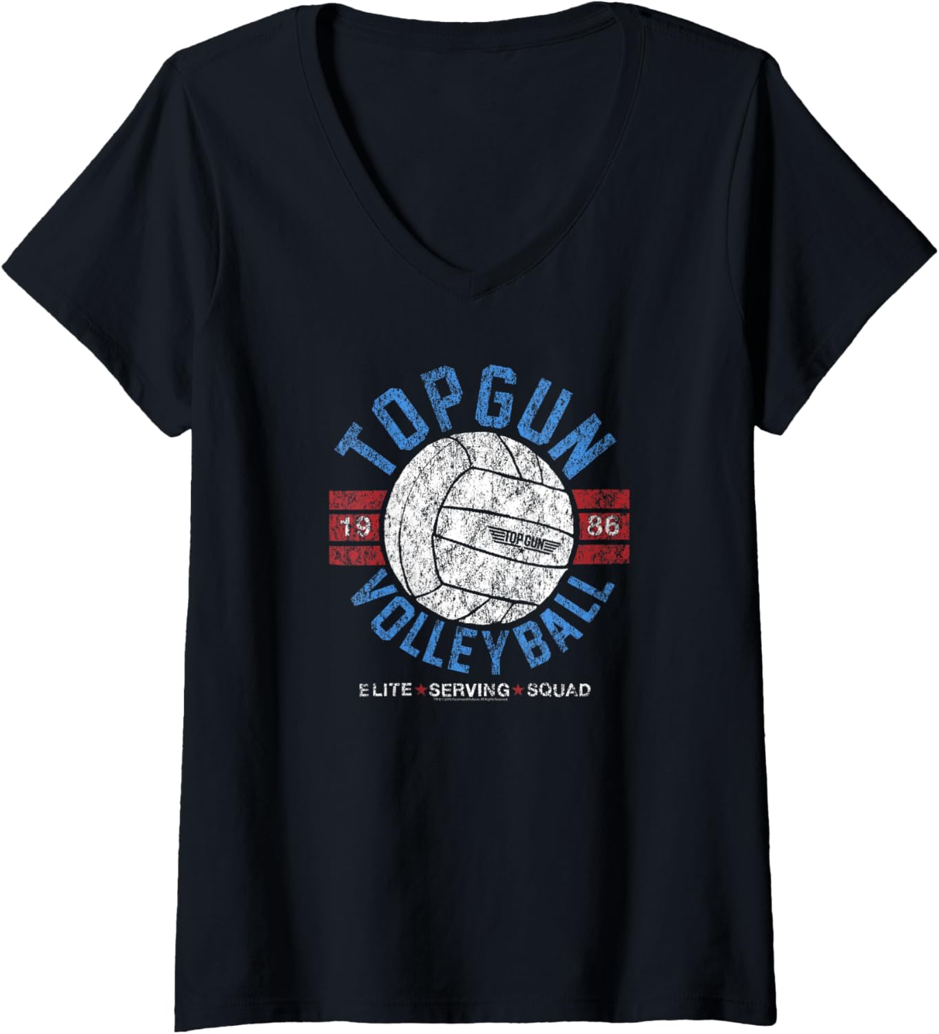 Womens Top Gun Retro Volleyball Elite Serving Squad Action Movie V Neck