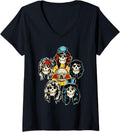 Womens Guns N Roses Official Skull Heads V Neck