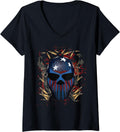 Womens Battle Mask Military Veteran 2Nd Amendment 2A Gun Lover V Neck