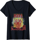 Womens Kiss Love Gun Repeat Red V Neck