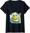 Womens Funny Adventure Frog In Boat Awesome Colors