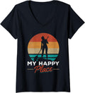 Womens SUP Girl My Happy Place I Water Sports Stand Up Paddle Board V-Neck