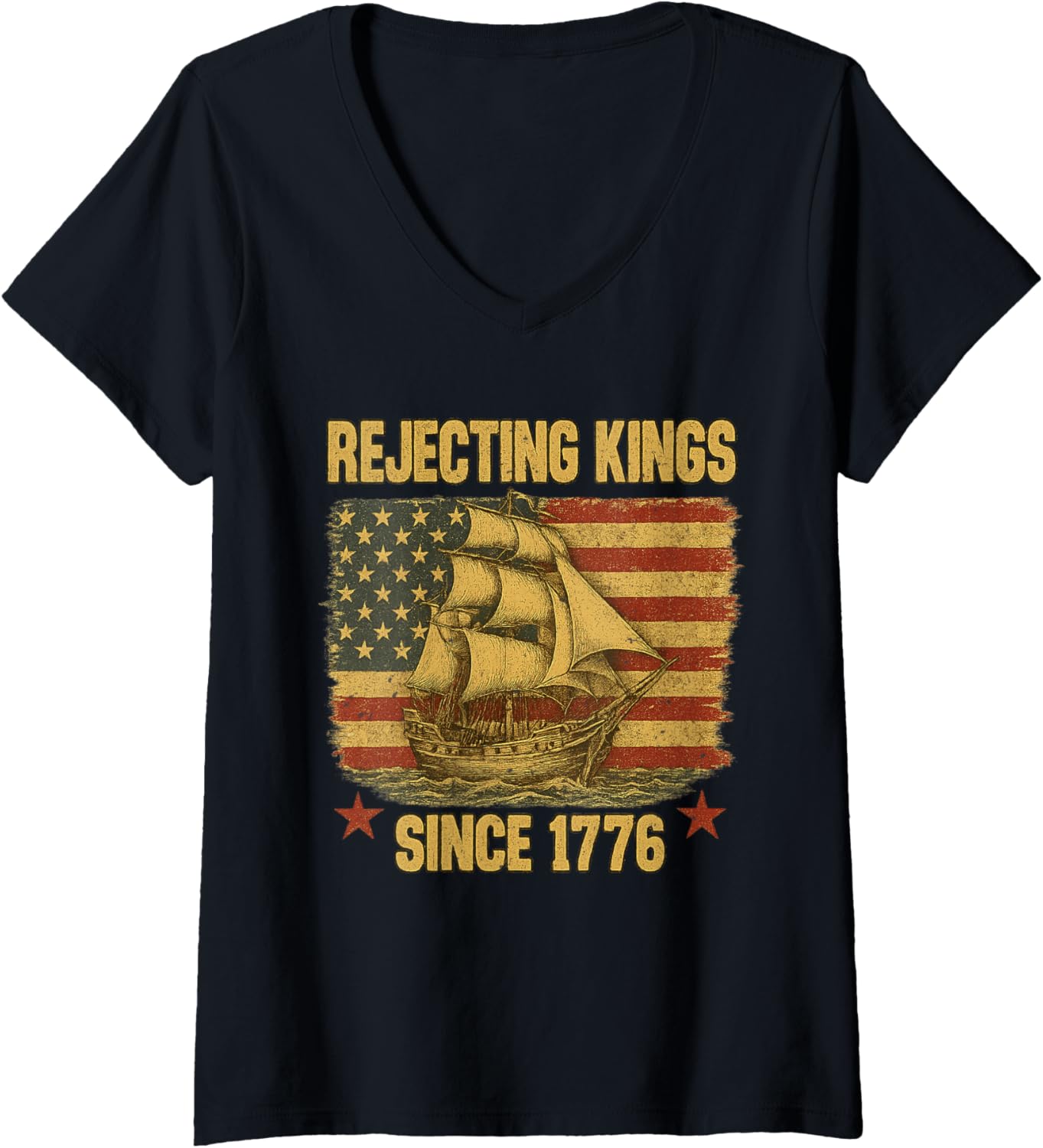 Womens Rejecting Kings Since 1776 Patriotic Usa Sailboat