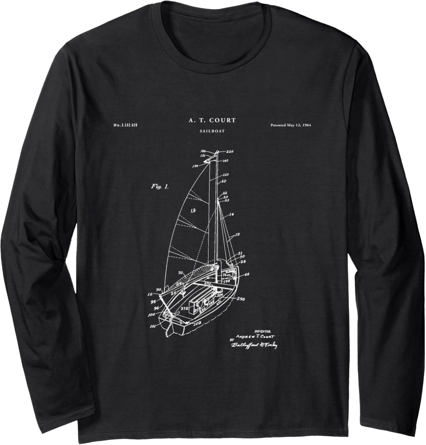 Sailboat Patent Boat Long Sleeve