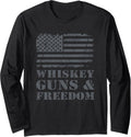 Whiskey Guns Freedom Usa Flag Mens Drinking Funny Gun Long Sleeve