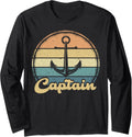 Vintage Boating Pontoon Boat Anchor Captain Long Sleeve