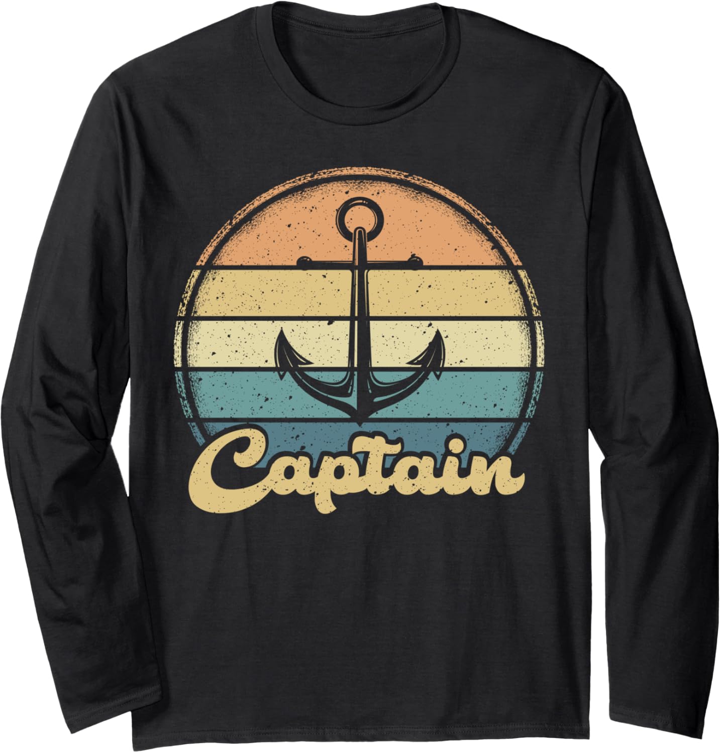 Vintage Boating Pontoon Boat Anchor Captain Long Sleeve