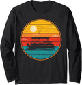Vintage Sunset Pontoon Boating Captain Lake Sailor Retro