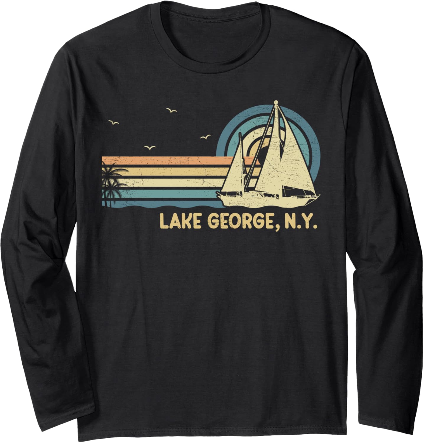 Ny Lake George Sailing Vintage Sailboat Summer Sailor