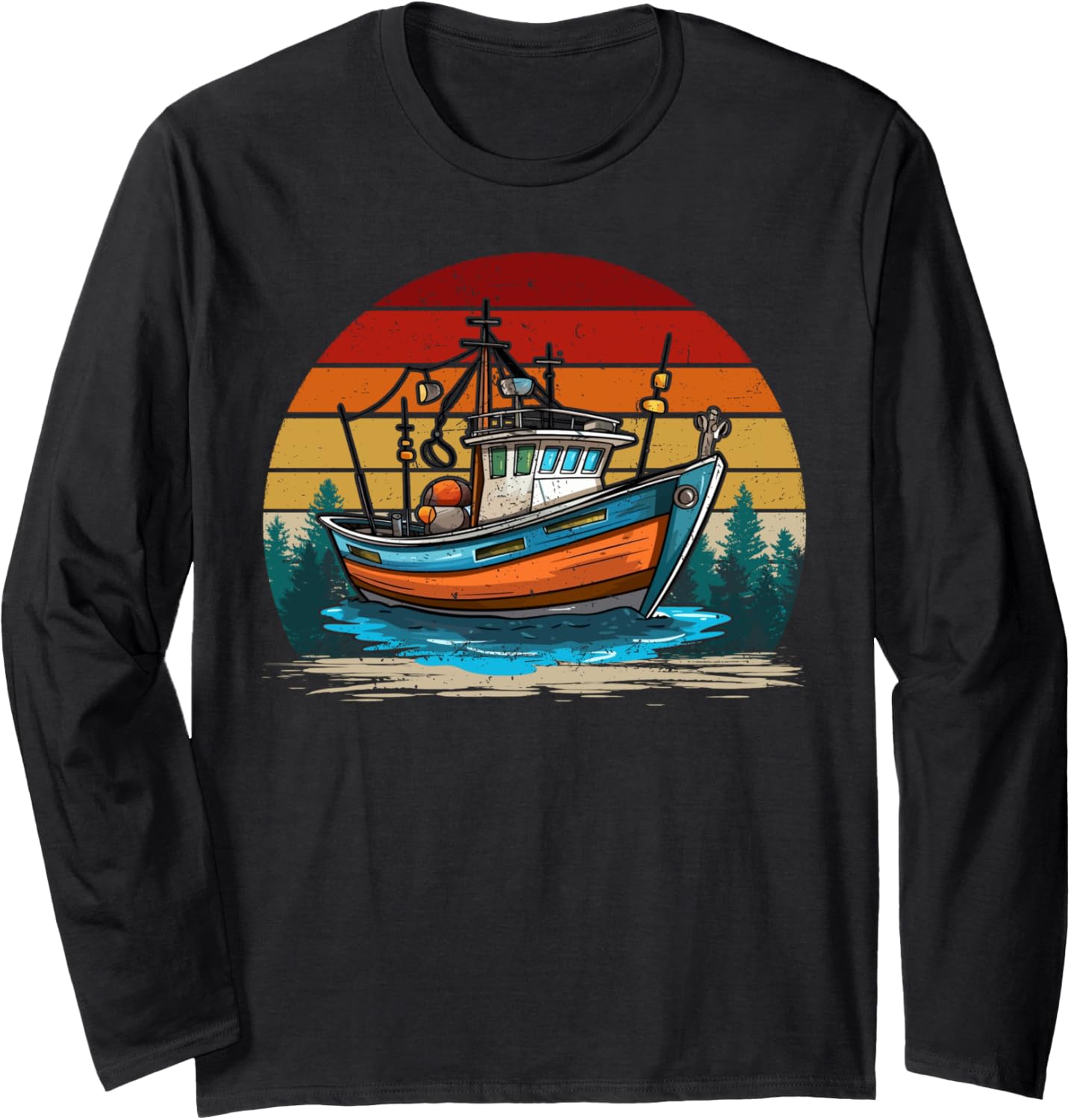 Fishing Boat Vintage Style Distressed Retro Fishing Boat