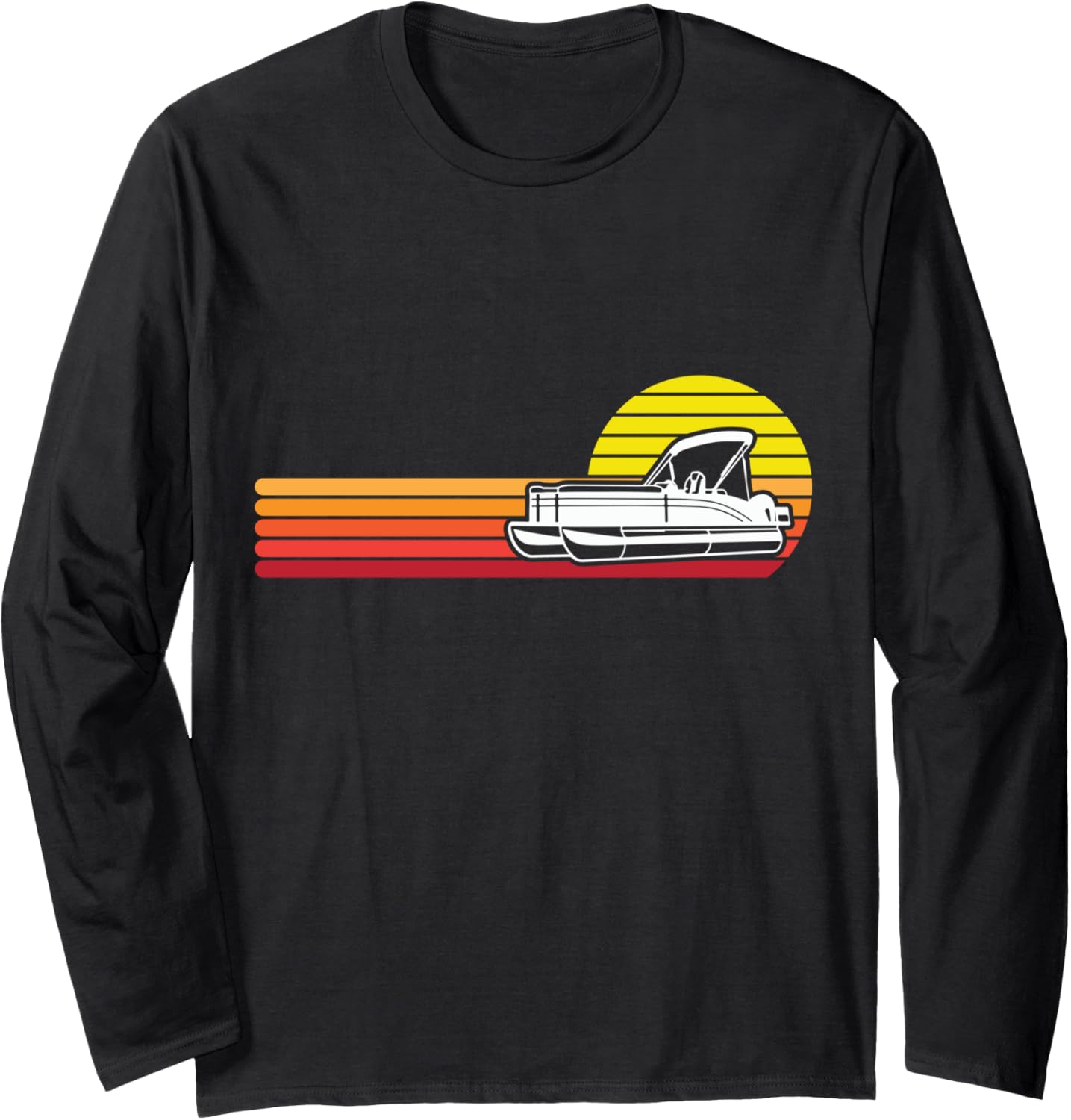 Retro Sunset Pontoon Boat Vintage Inspired Boat Long