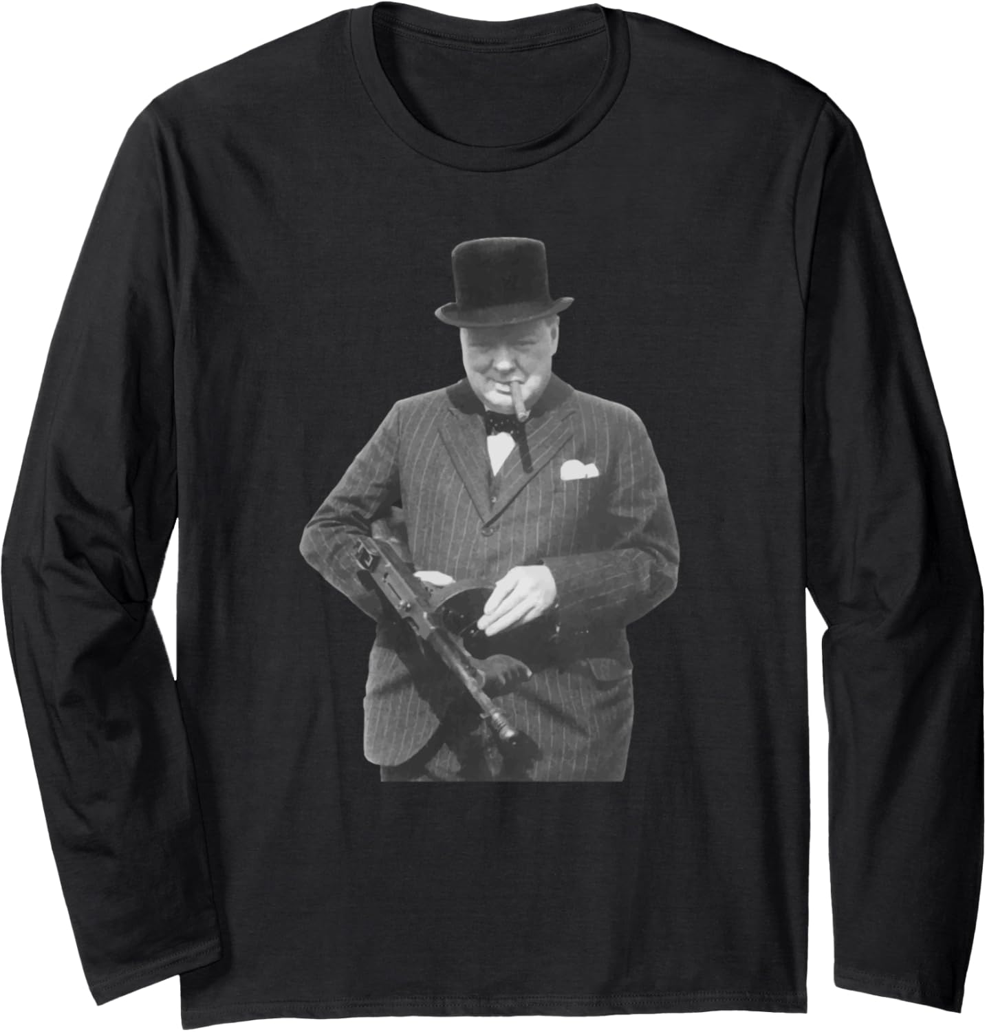 Winston Churchill Holding A Machine Gun Long Sleeve