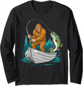 Bigfoot Fishing Boating Sasquatch Fishing Boat Long Sleeve